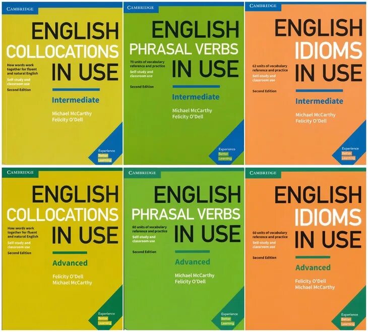 English verbs intermediate. English collocations in use. English idioms in use. Учебник English Vocabulary in use. Phrasal verbs in use.