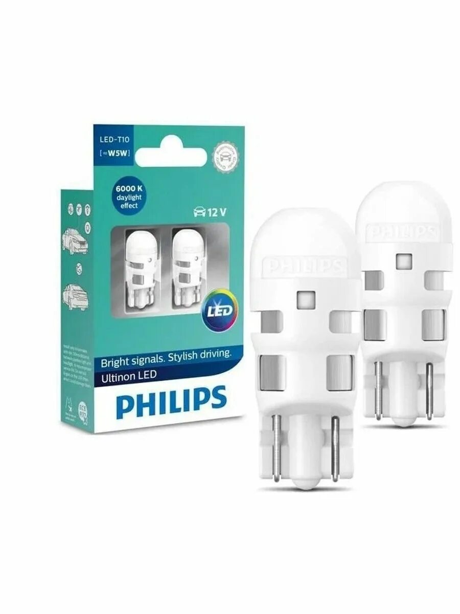 Led philips 12v. Philips w5w Ultinon led - 11961ulwx2. Philips led 12v t10 6000k (11961ulwx2). Светодиод Philips w5w t10 12v Ultinon led 4000k. Philips led t10 w5w 6000k.