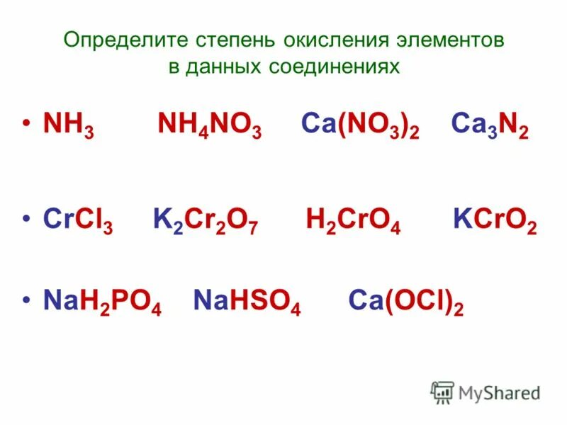 Определи степень окисления.