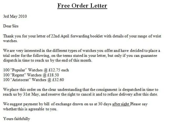 Order sample. Order letter письмо. order letter example. order letter пример. purchase order letter.