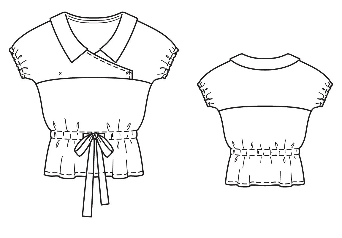 Бурда выкройки блузок. Моделирование блузки с кокеткой. Технический эскиз блузки. Блузка с кокеткой выкройка. Фигурная кокетка на платье.