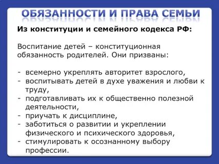 Обязанность заботиться о родителях конституция