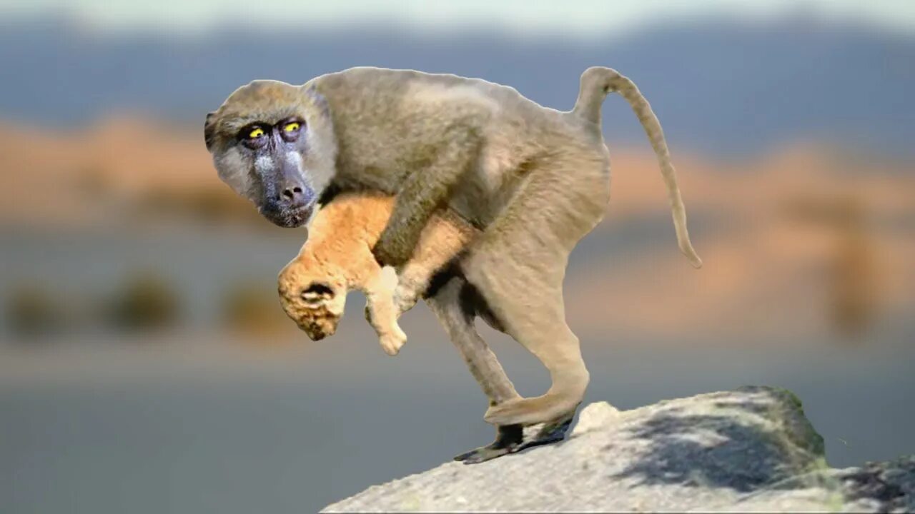 Для чего бабуины крадут львят. Бабуин украл львенка. Бабуин и львенок. Бабуин и львенок. Обезьяна на дереве.