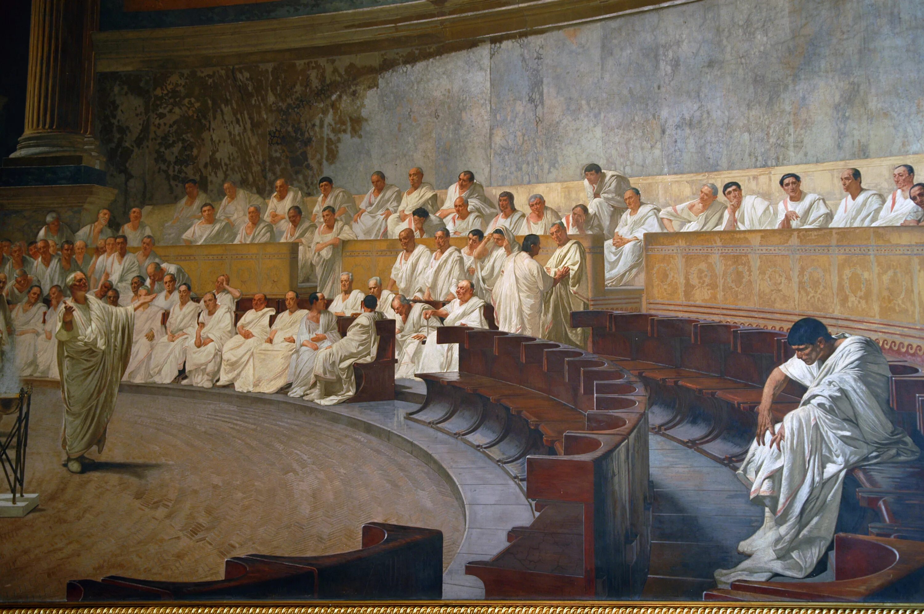 Чезаре Маккари Цицерон. Цицерон древний Рим. Чезаре Маккари (1888) заседание Римского Сената. Сенат в древнем Риме.