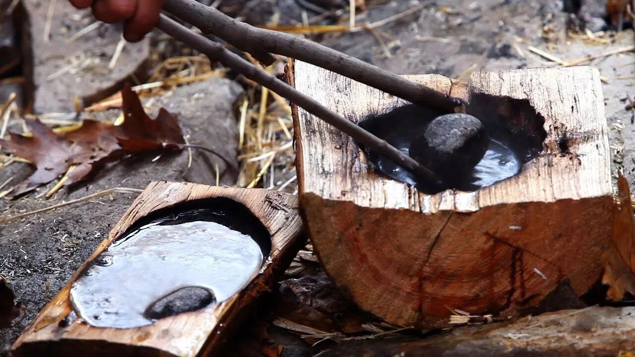 Питьевой камень. РАСКАЛЕННЫЙ камень в воду. Кипячение воды в лесу. Вода в походе. Кипячение воды в природных условиях.