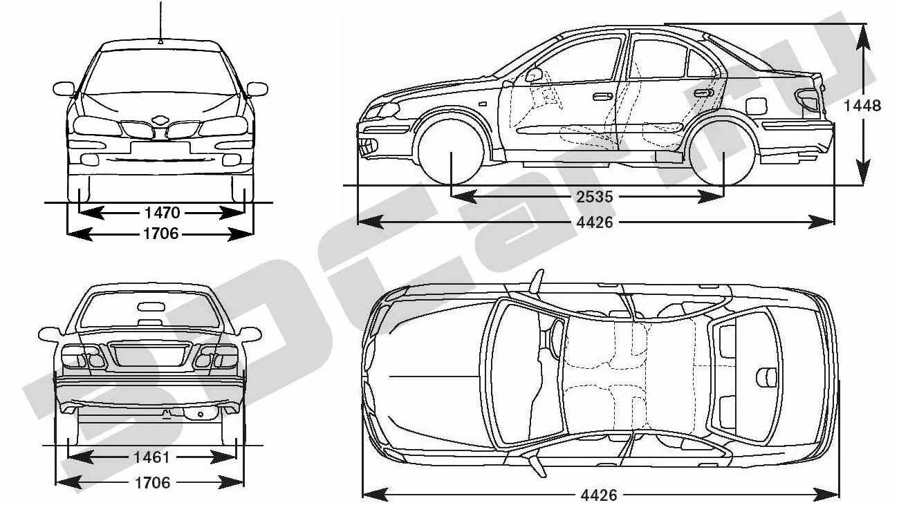 Размер ниссан блюберд силфи. Nissan Almera Classic чертеж. Ниссан Альмера н16 Размеры. Ниссан Альмера н16 габариты седан. Габариты Ниссан Блюберд Силфи 2001.