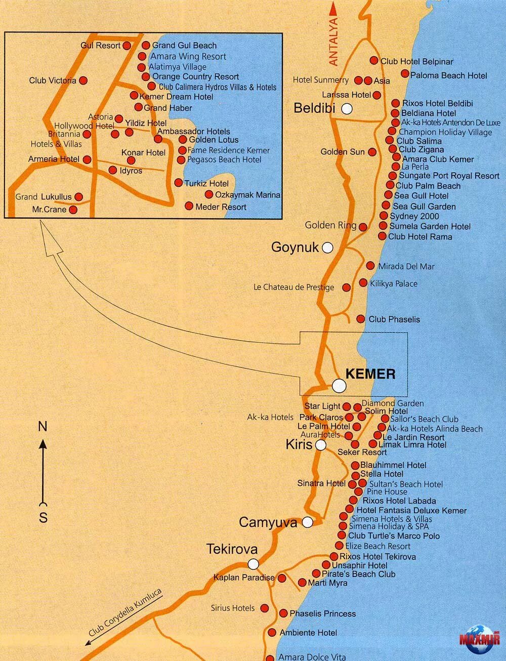 Кемер турция на карте на русском. Карта отелей Кемера Турция. Побережье Кемера с отелями на карте. Карта побережья Кемера. Карта отелей побережья Кемера Турция.