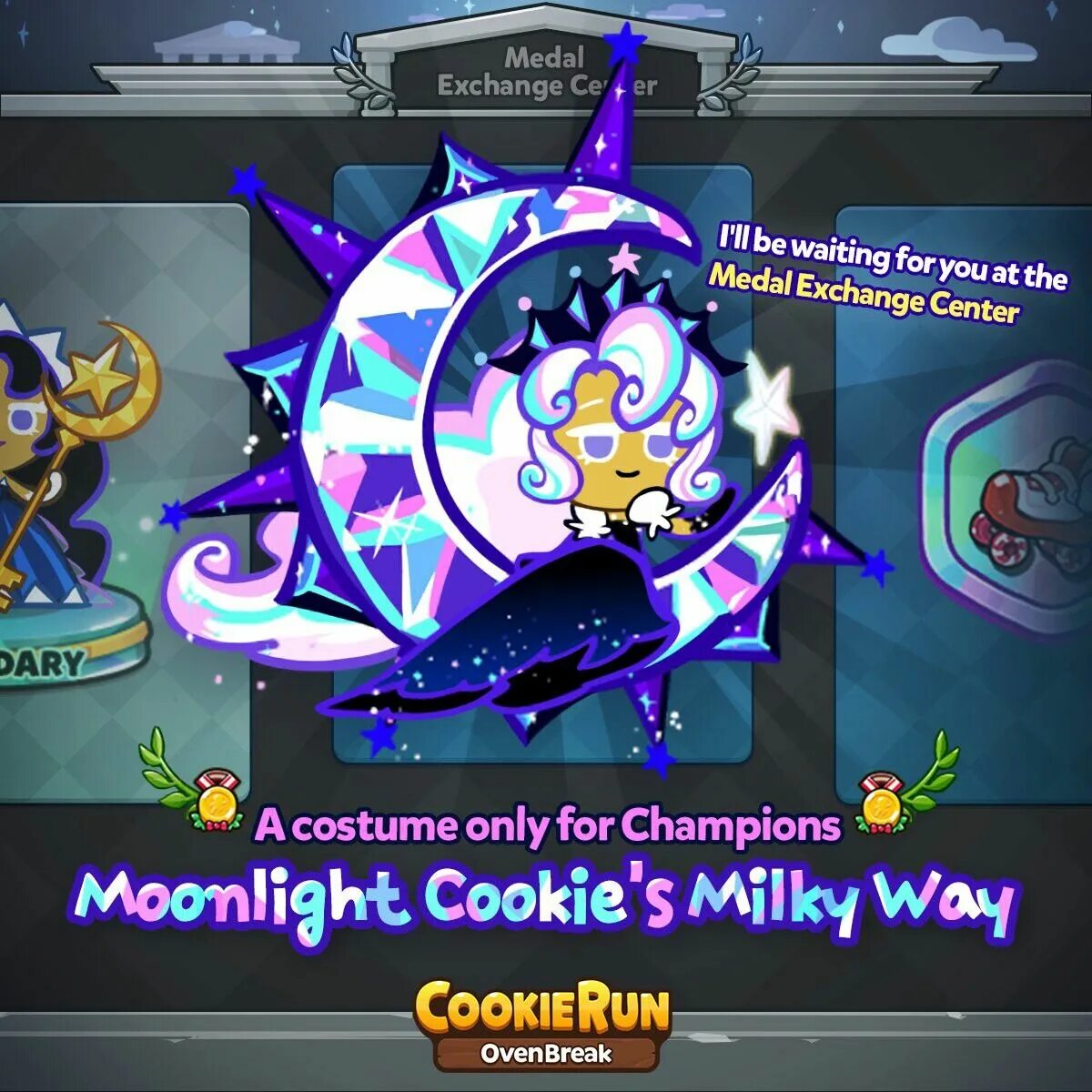 Milky way cookie. Куки РАН Милки. Медали куки РАН. Cookie Run Moonlight cookie Costume. Cookie Run OVENBREAK персонажи Moonlight.