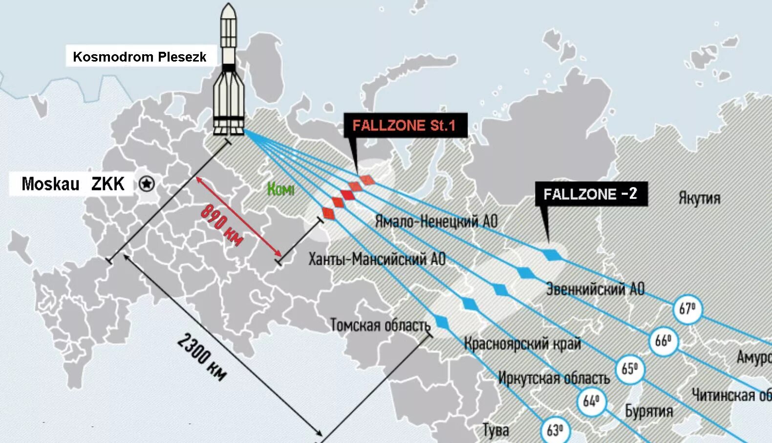 Космодром восточный на карте россии где. Космодром Плесецк на карте. Районы падения космодром Плесецк. Траектория полета ракеты с космодрома Плесецк. Траектория падения ступеней с космодрома Байконур.