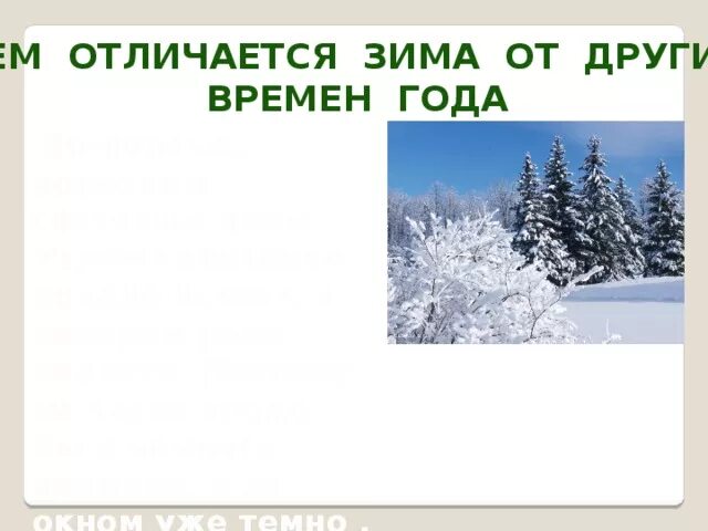 Как отличить зимний. Чем отличается зима от других времен года. Чем отличается зима от лета. Отличие зимы от лета. Чем отличается лето от зимы.