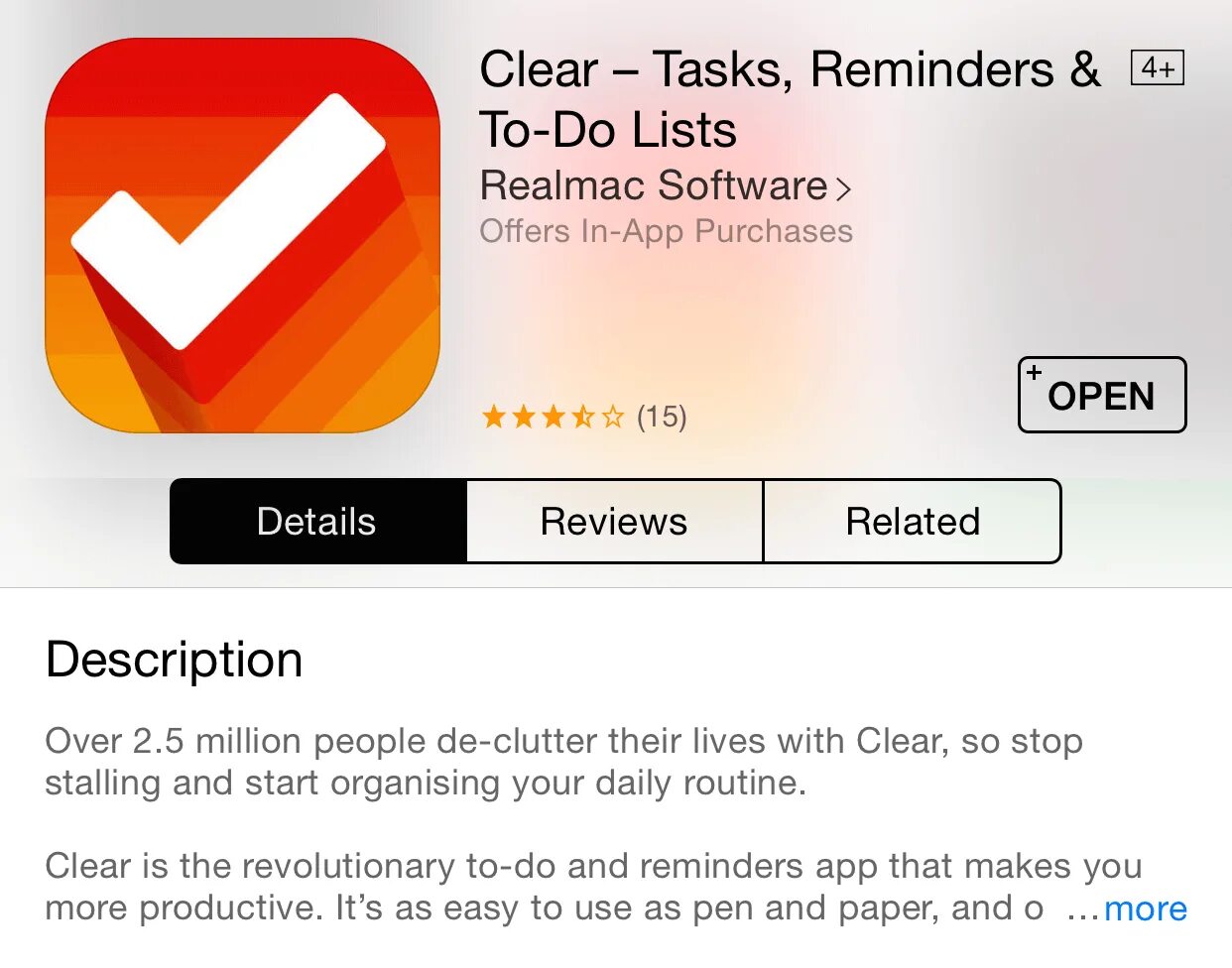 Clear приложение. App Store описание. Short description. Шорт приложения