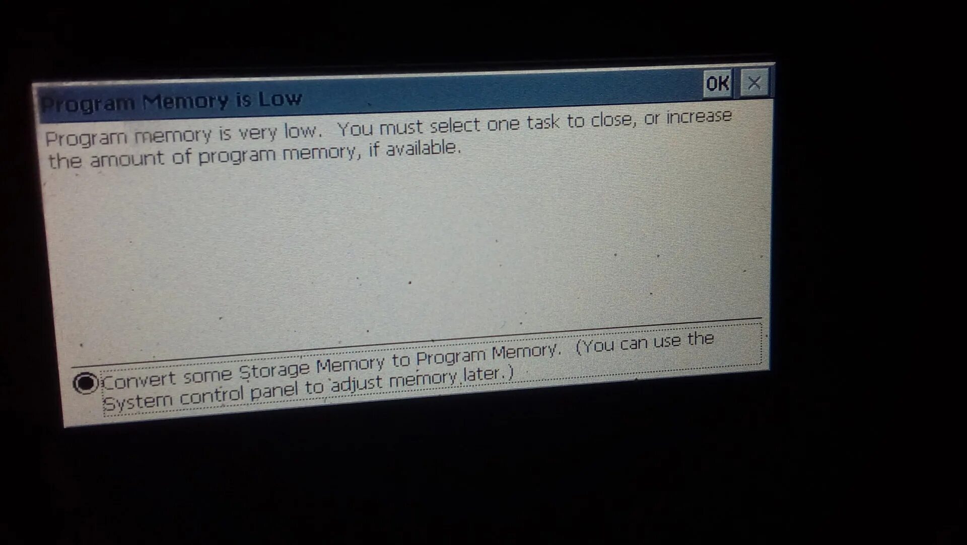 Ошибка памяти программа. Белый экран ММС 2190. Окно на Tsd program Memory Low. Ошибка магнитолы трупоед.