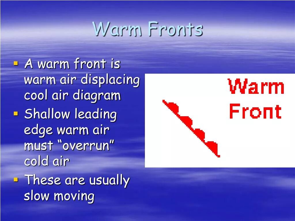 Warm. Be warm. Warm Front. Am is warm up.