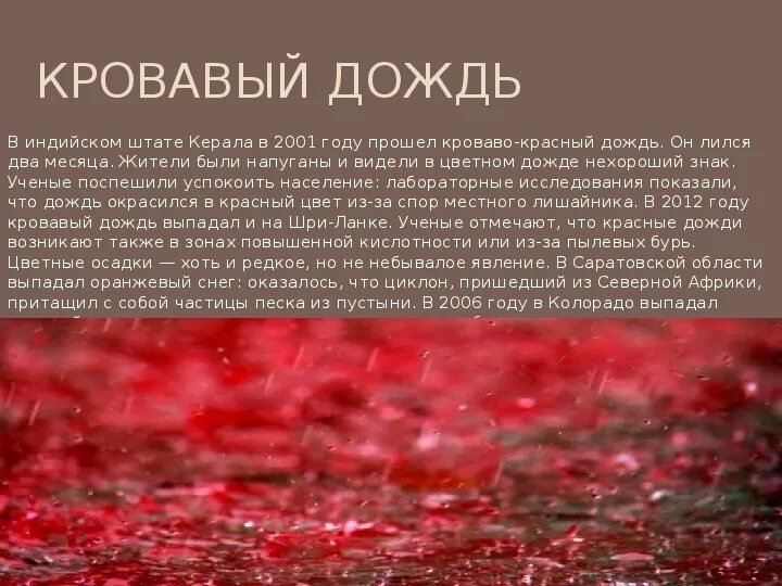 Какой признак дождя