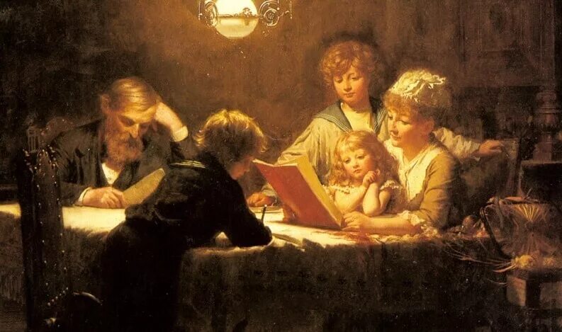 Семейное чтение. Кнут Эквалл художник. Knut Ekwall (1843-1912). Knut Ekwall картины.