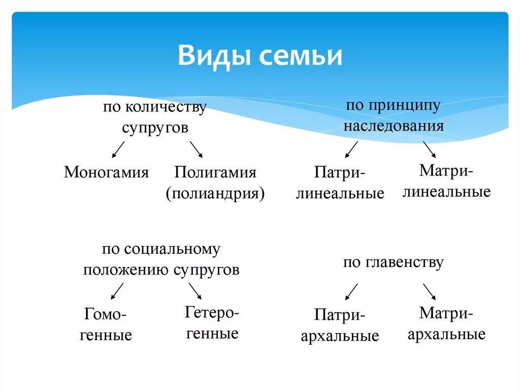 Известные виды семьи. Типы и виды семей Обществознание. Типы семьи Обществознание 11 класс таблица. Семья типы семей Обществознание. Виды семьи Обществознание 11 класс.