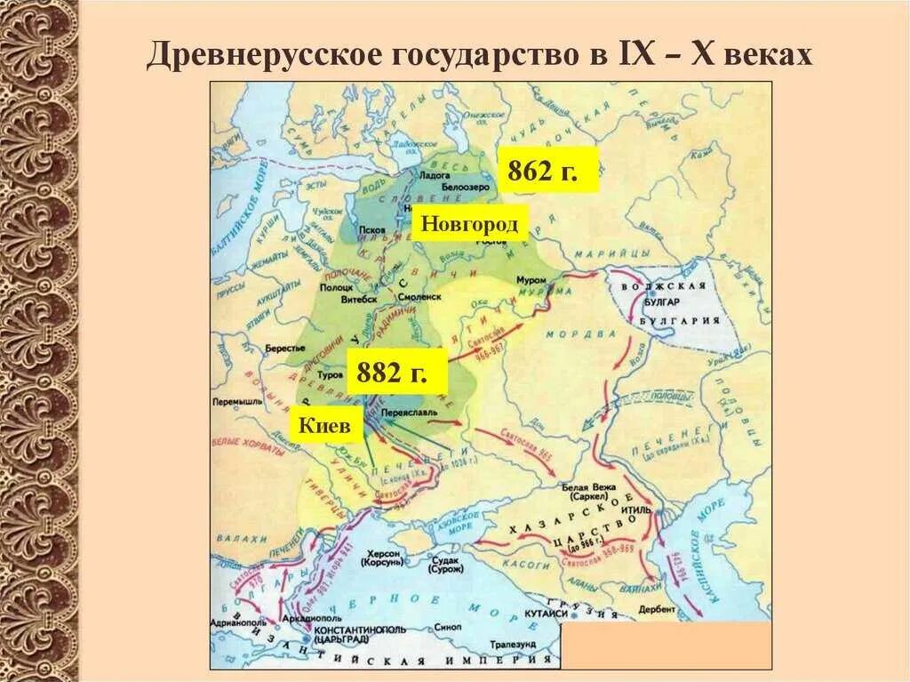 Карта древнерусского государства 10 век