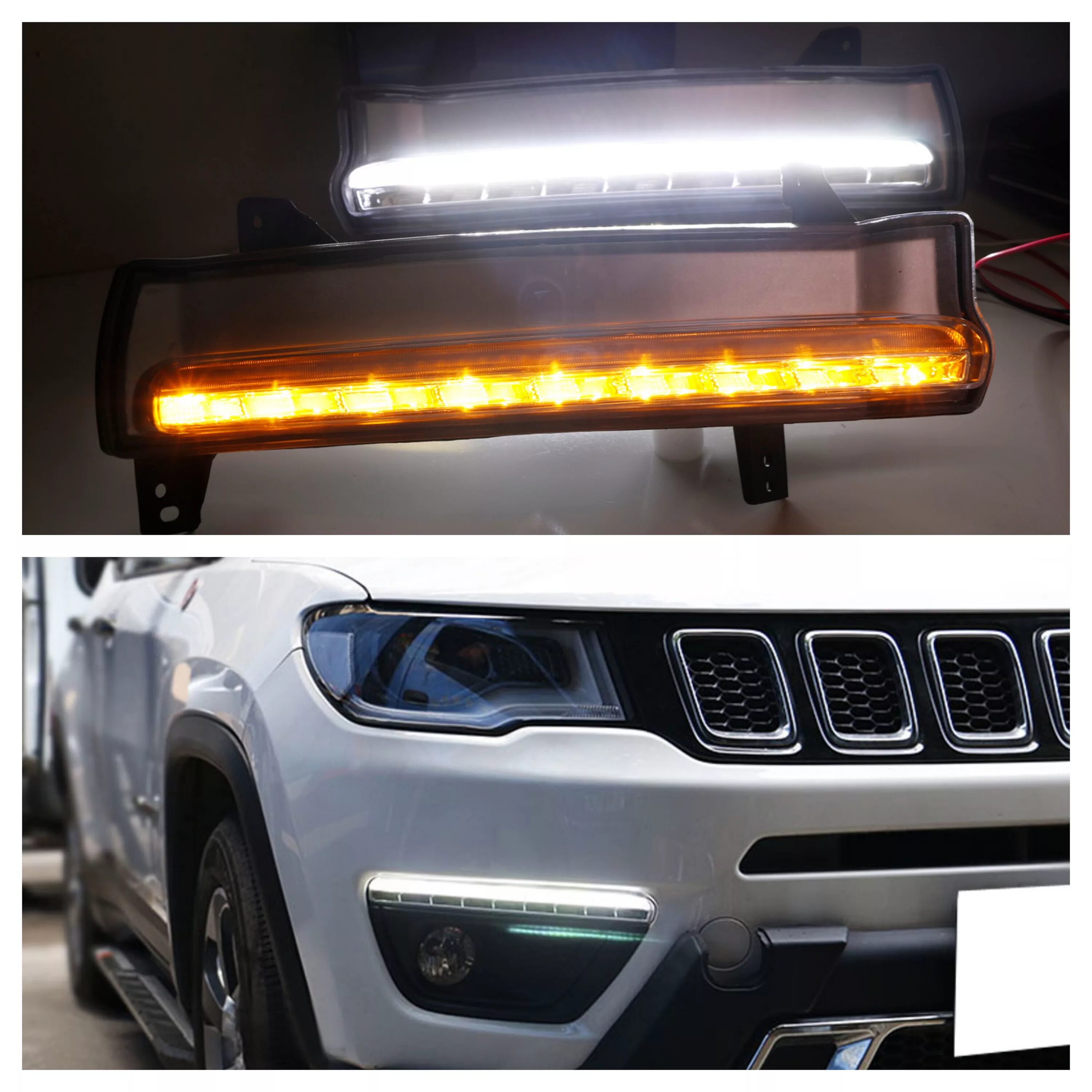 Led поворотники дхо. Поворотники Jeep Compass 2018. Дневные ходовые огни джип компас 2018. Jeep wk2 поворотники ДХО. Лед габариты с поворотником Jeep Wrangler.