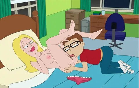 sfan, francine smith, steve smith, american dad, animated, barefoot, bed, b...