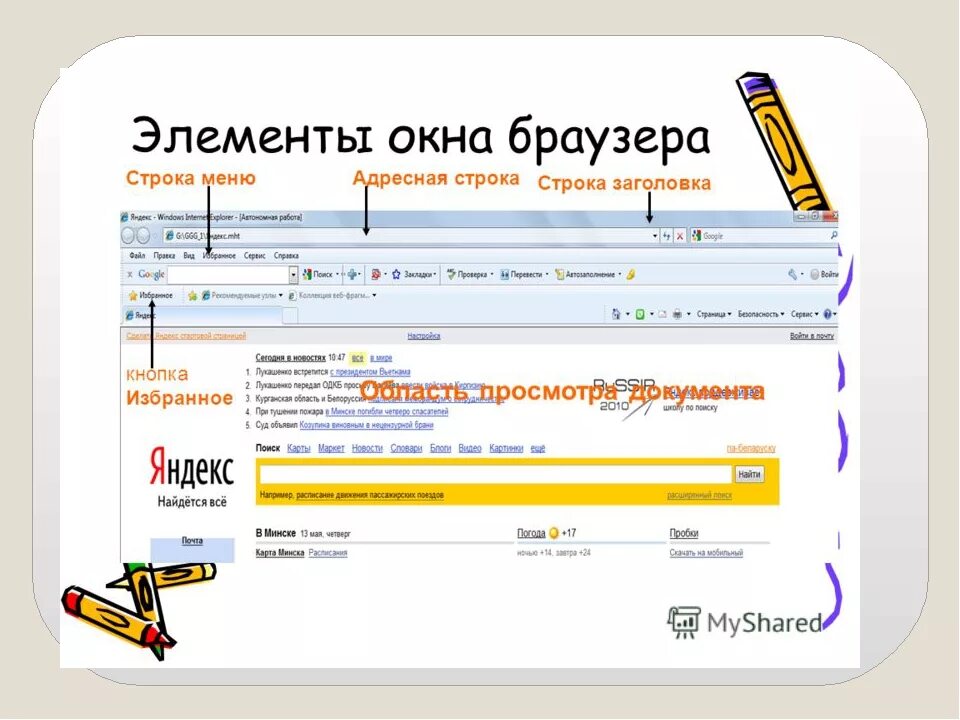 Названия строк в браузере