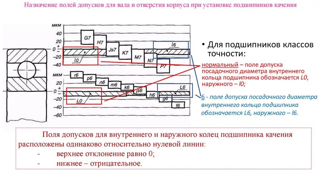 Допуски отклонений валов и отверстий. Допуск по системе вала на диаметр 6 мм. Поле допуска внутреннего кольца подшипника качения. Допуски посадки сопряжения подшипника.