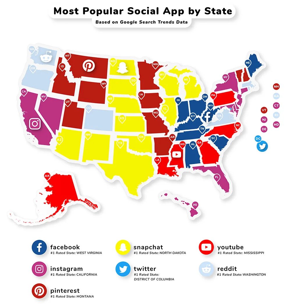 State based. Social state. most popular social media. most popular apps. most popular social networks usa.