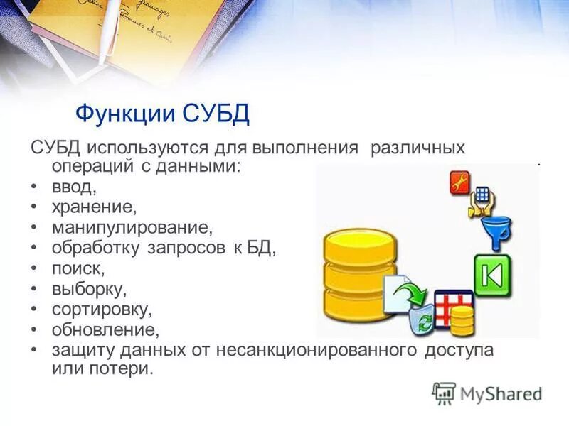 К функциям субд относятся. К функциям субд относятся