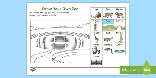 Draw your own. Draw your zoo. zoo map worksheets. make your own. farm. make your zoo.