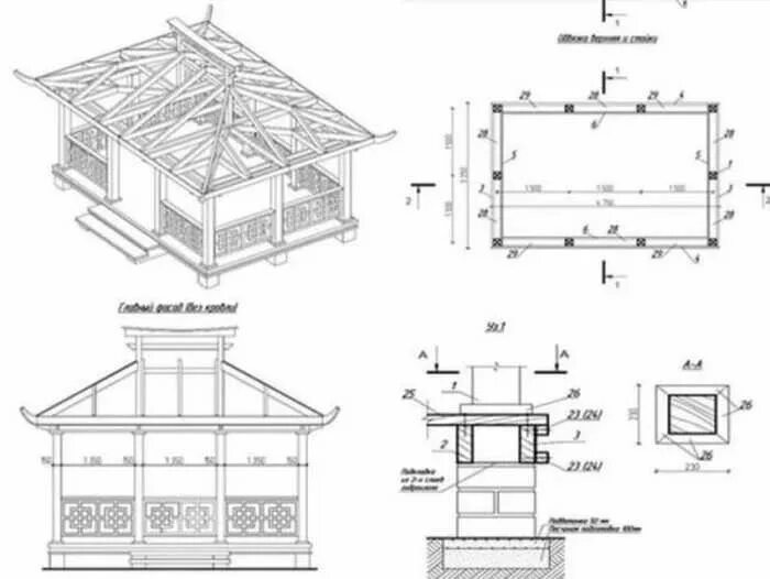 Проект беседки 3х4 чертежи