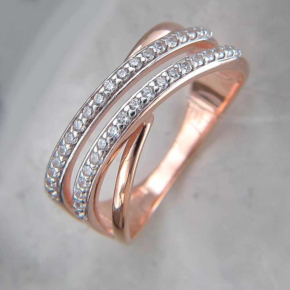 кольцо 81307 розовое золото. Sokolov кольцо из золочёного серебра с фианитами 93010685. кольца позолоченные женские. позолоченные кольца женские. кольцо в виде короны.