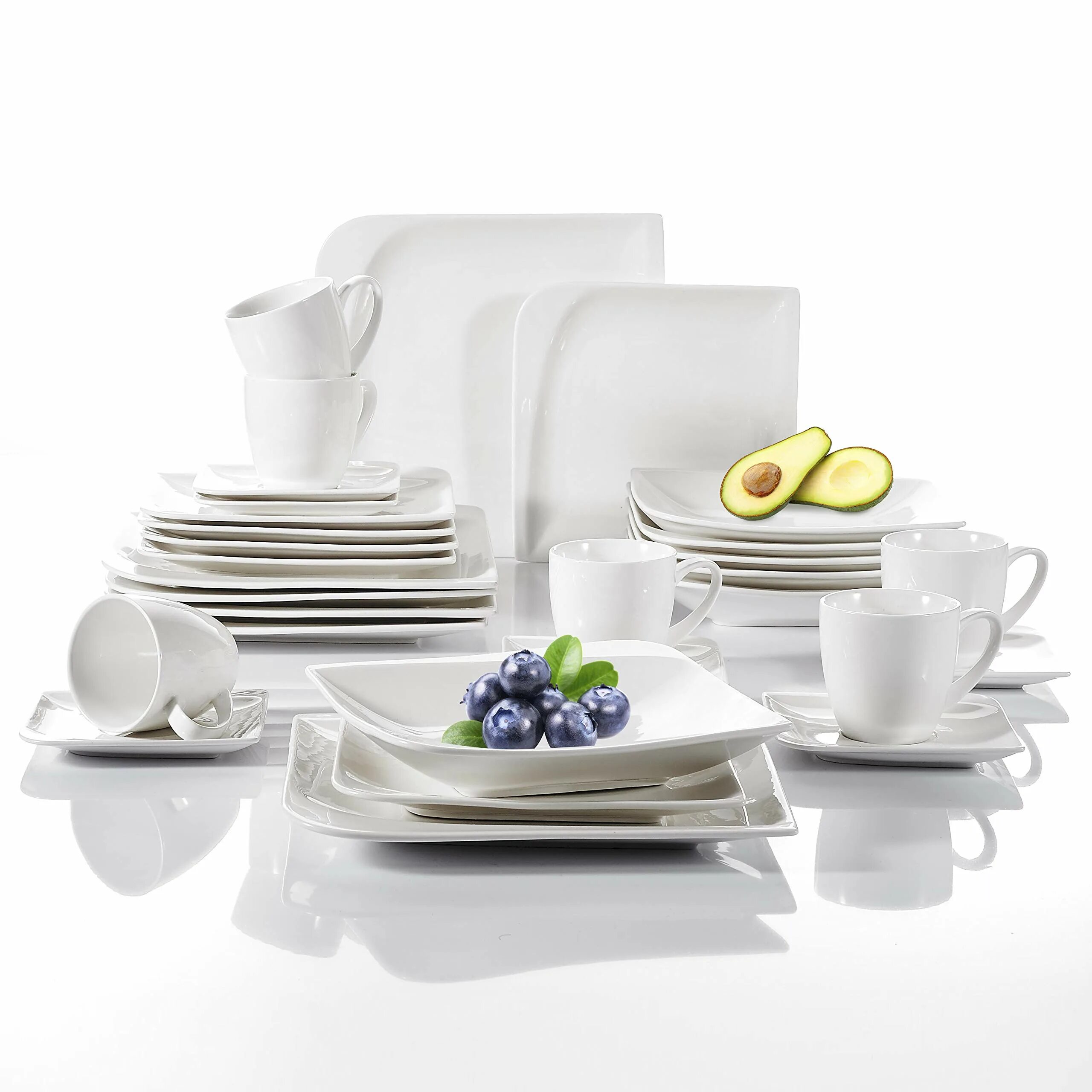 Geschirr. Geschirr abspülen картинка. A Modern stylish White Porcelain Dinnerware Set with a Silver border sits. Dinner set