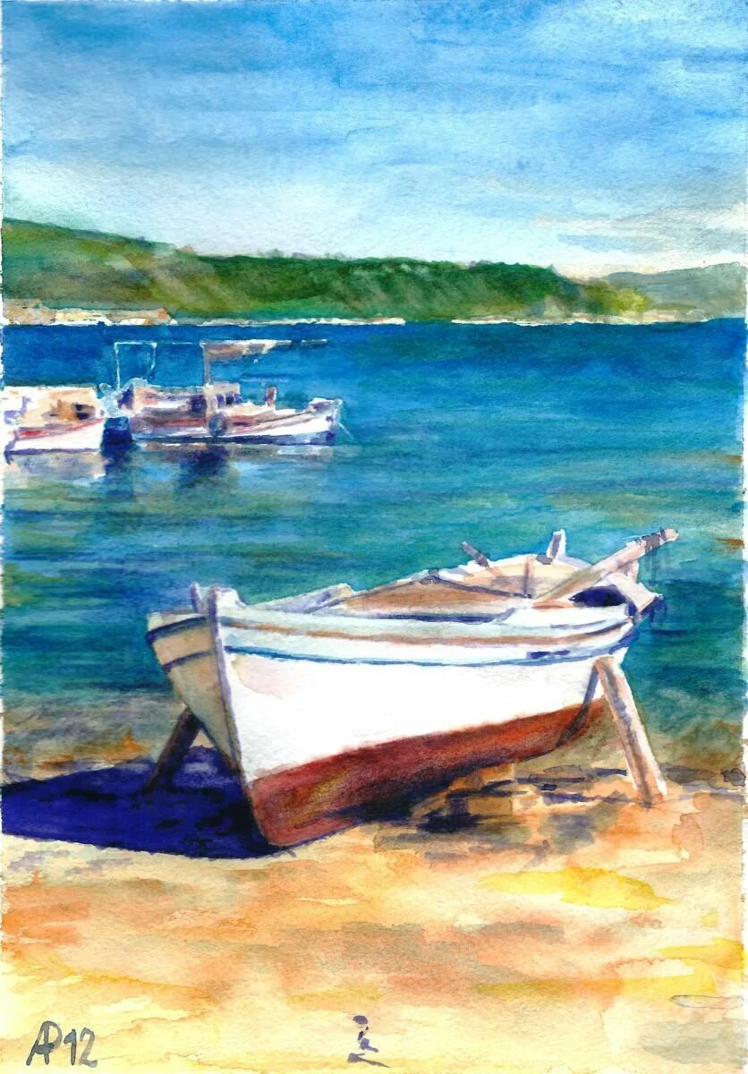 Лодка акварель. Лодки на берегу живопись. Рисунки лодка на берегу. Живопись море лодки. "старик и море" художник алексей адамов.