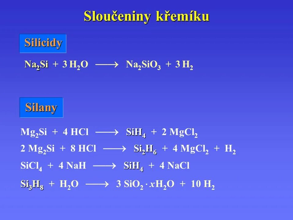 Sicl4 si. 4 HCL + mg2si → 2 mgcl2 + sih4 ОВР. Si + 2h2 → sih4. Получение sih4 из mg2si. Sih4 sio