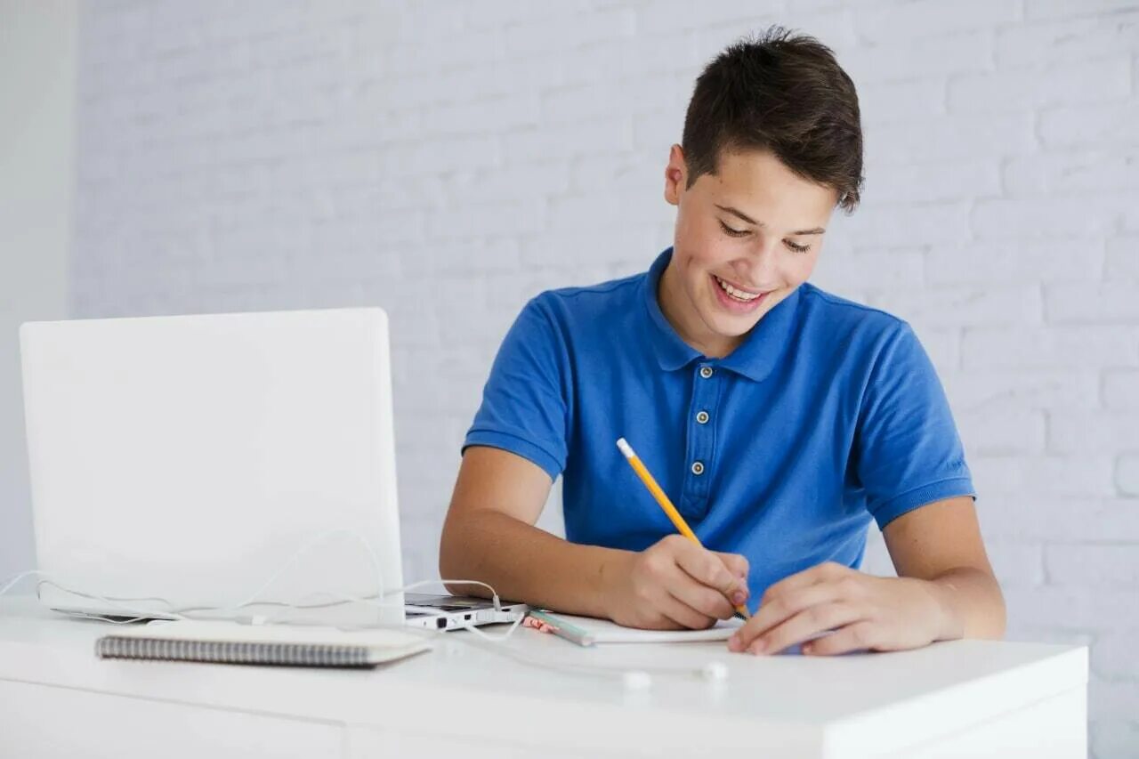 Little Boy Using a Laptop during Robotics Workshop Stock Image - Image of appara