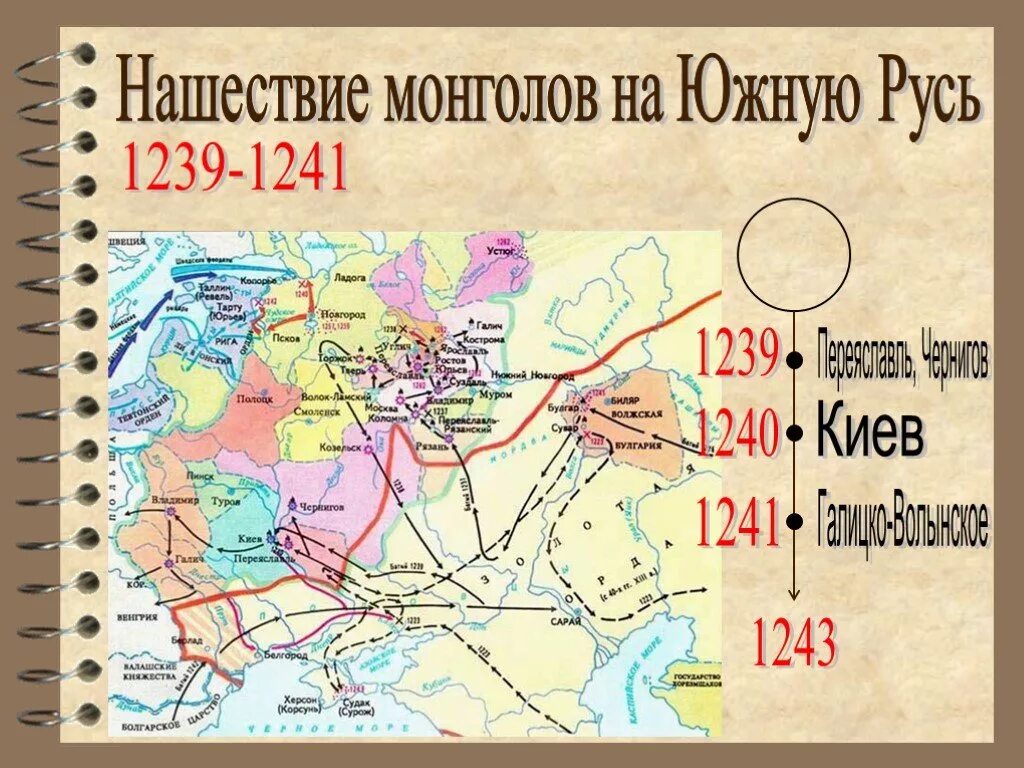 Первое княжество подвергшееся нападению монголов. Карта Нашествие Батыя на Русь 13 веке. Походы Батыя на Русь 1237 1241 карта. Поход Батыя на Русь в 13 веке. Монгольское Нашествие на Русь в 13 веке карта.