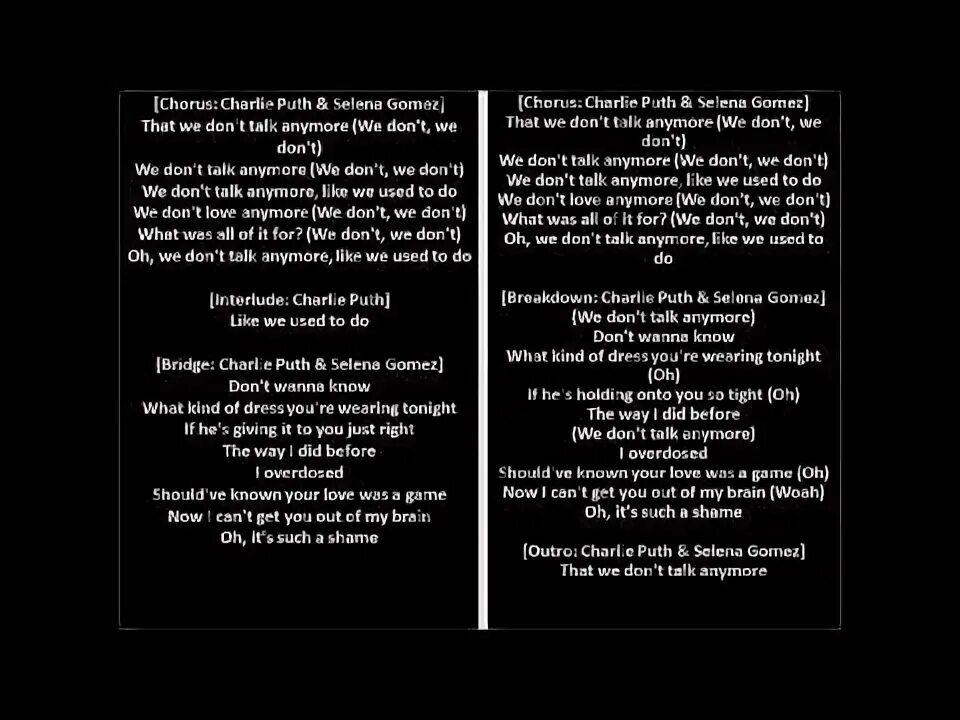 Перевод песни we can. We don't talk anymore текст. Песня we don't talk anymore текст. We don’t talk anymore Чарли пут текст. We don't talk anymore Charlie Puth текст.