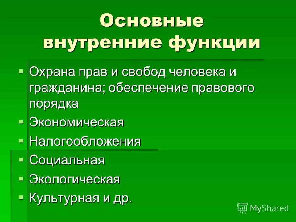 Основные функции личности. Функции прав и свобод человека. Роль в обеспечении прав и свобод личности. Внутренние функции государства охрана прав и свобод.