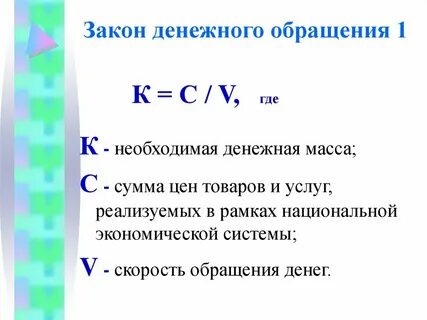 3 законы денежного обращения