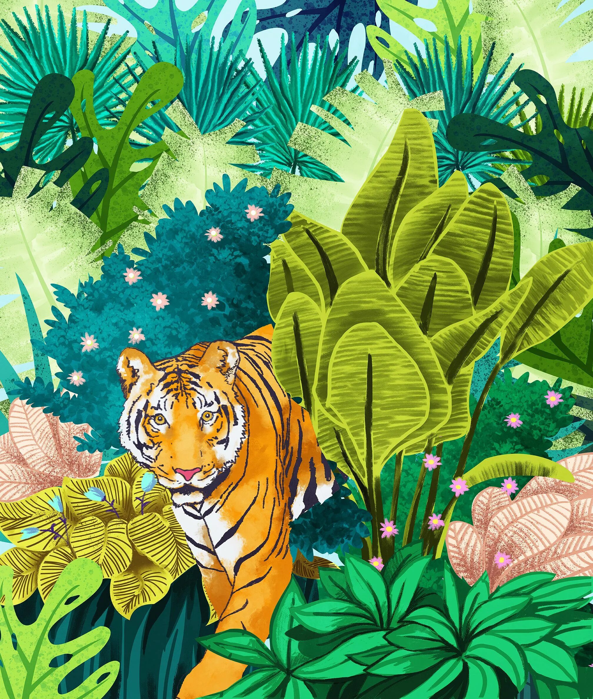 Jungle tiger. Тигр Джангл. Тигр в джунглях. Джунгли красками. Тигр в тропиках.