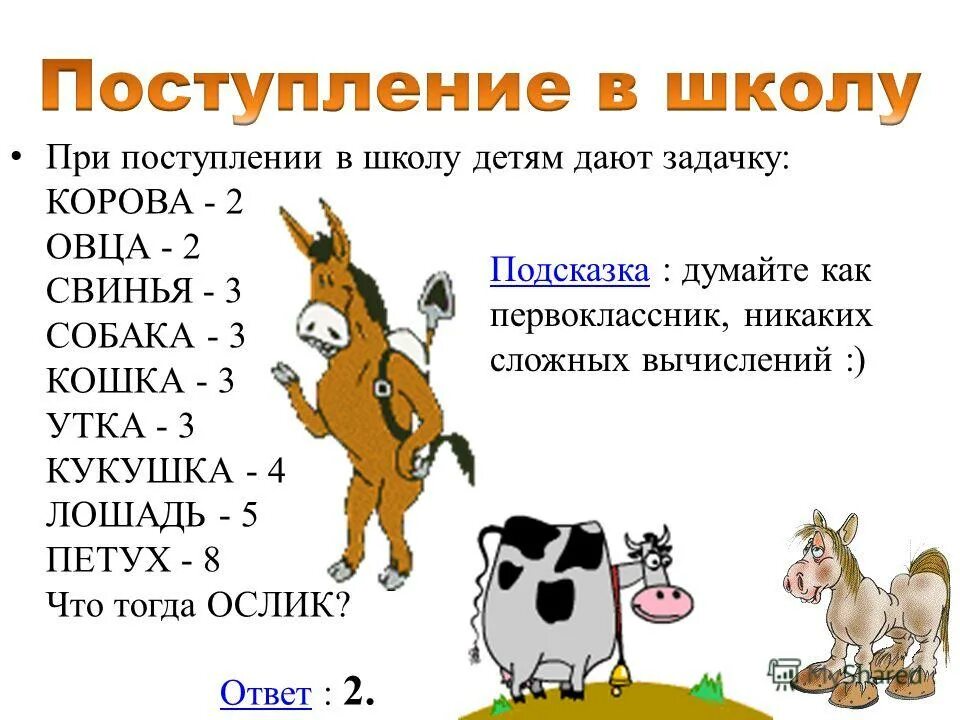 Собака 2 петух 8. Смешные задачи на логику. Загадки с приколом. Шуточные математические задачи. Логическая задачка с юмором.