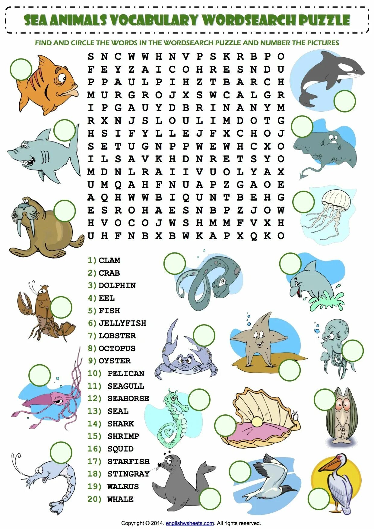 Animals wordsearch