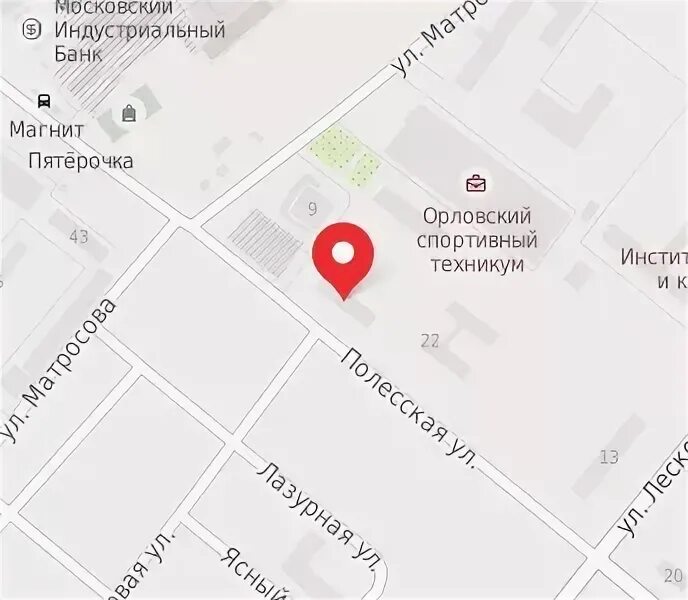 Карта орел полесская. Орел ул полесская 24. орел, ул. полесская, д. 24. орцоко орел. орел ул полесская московский индустриальный банк.