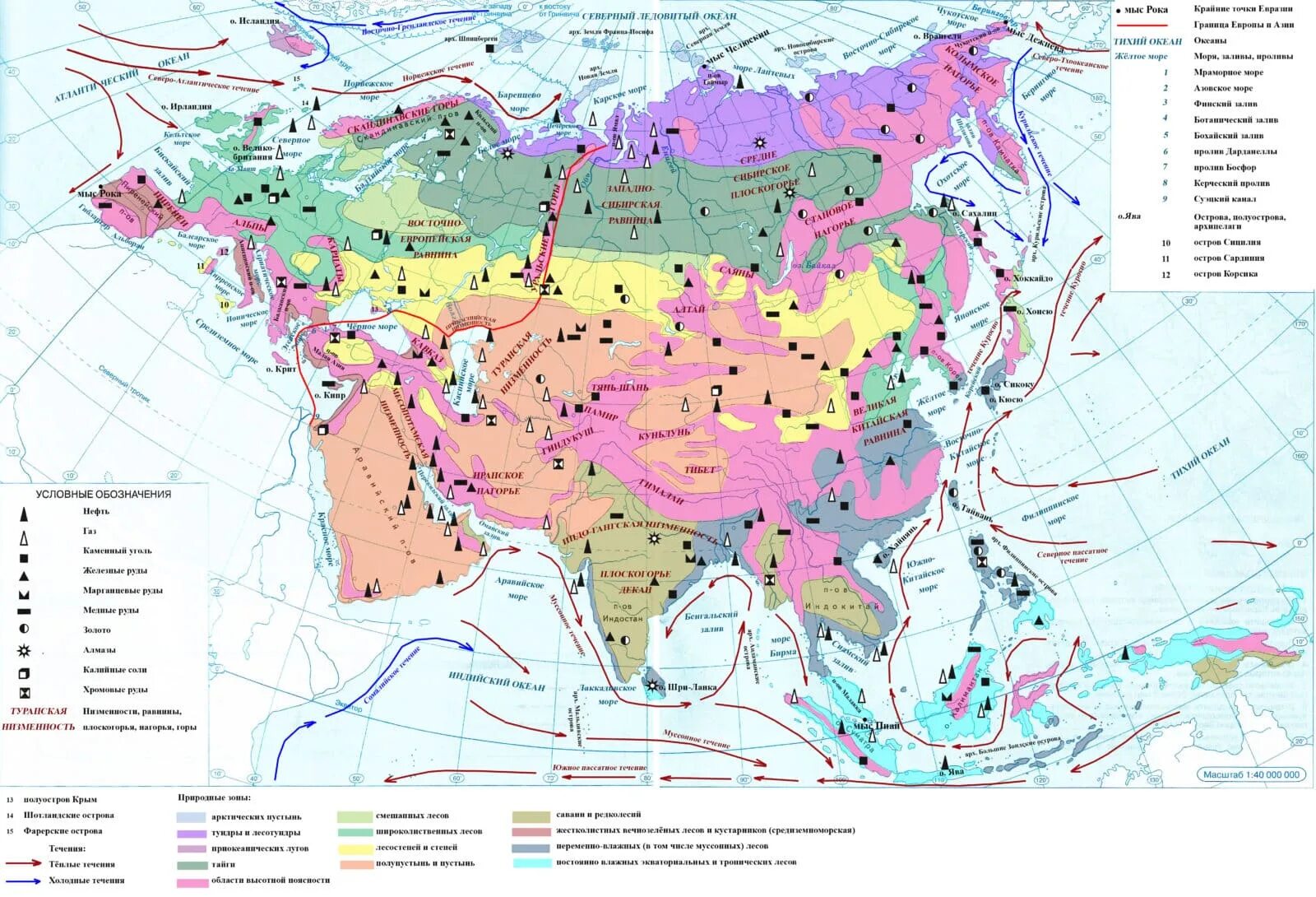 Китайские равнины полезные ископаемые. Полезные ископаемые Евразии 7 класс контурная карта. Карта полезных ископаемых Евразии. Контурная карта по географии 7 Евразия.