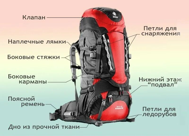 Как правильно собрать рюкзак в поход. Элементы туристического рюкзака это. укладка туристического рюкзака. конструкция рюкзака. строение рюкзака.