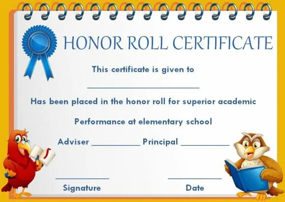 Honor Roll Award. Certificate of Honor. Certificate of honour. Certificate of Honor School.