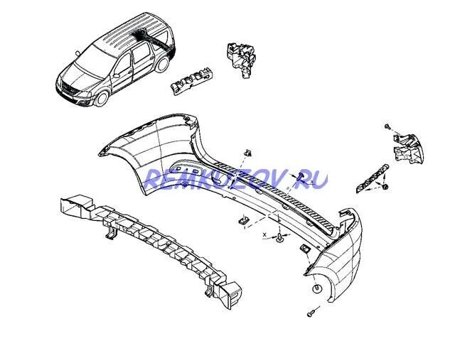 Как разобрать передний бампер и снять решетку радиатора Lada Largus Cross FL