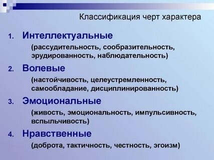 Характер виды характера основные классификации