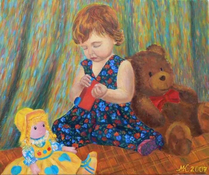Картина девочка с куколкой. Куклы на картинах художников. Девочка с куклой живопись. Картинка девочка с куклой
