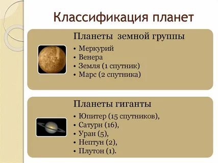 2 группы планет