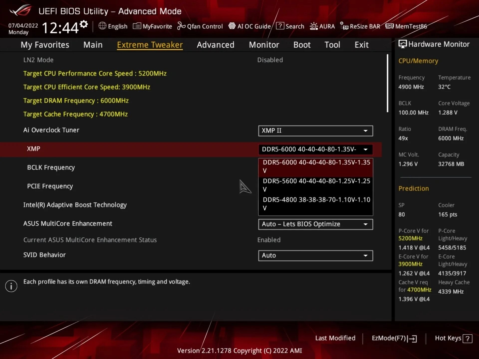 Extreme memory profiles. Extreme memory profiles